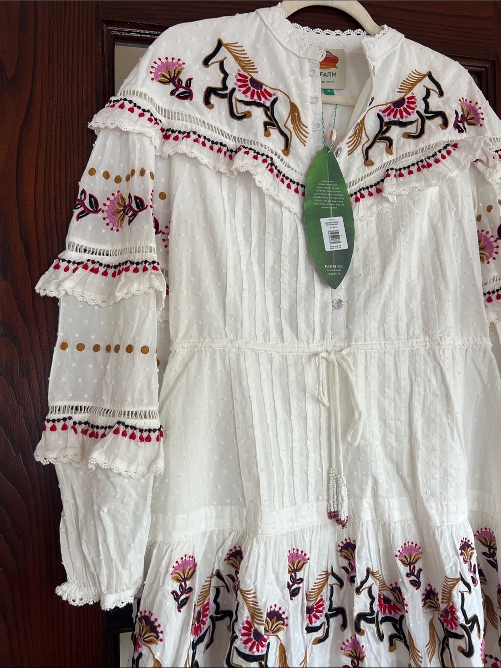 FARM Rio White Embroidered Tunic with Multicolor Horse Motifs - Picture 8 of 10